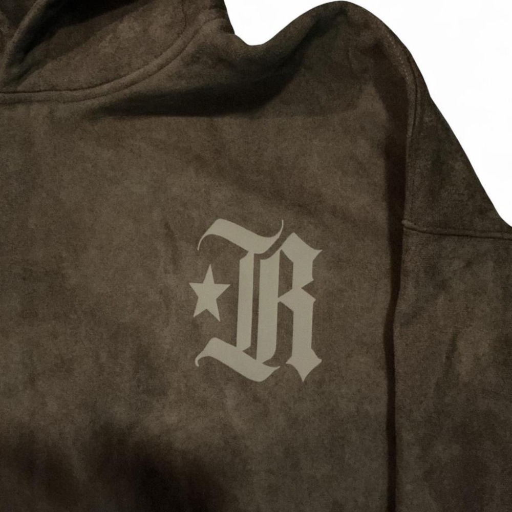 Vintage Rass above the dream Brown and tan suede heavy hoodie - Picture 3 of 4